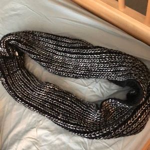 Black and silver metallic infinity scarf